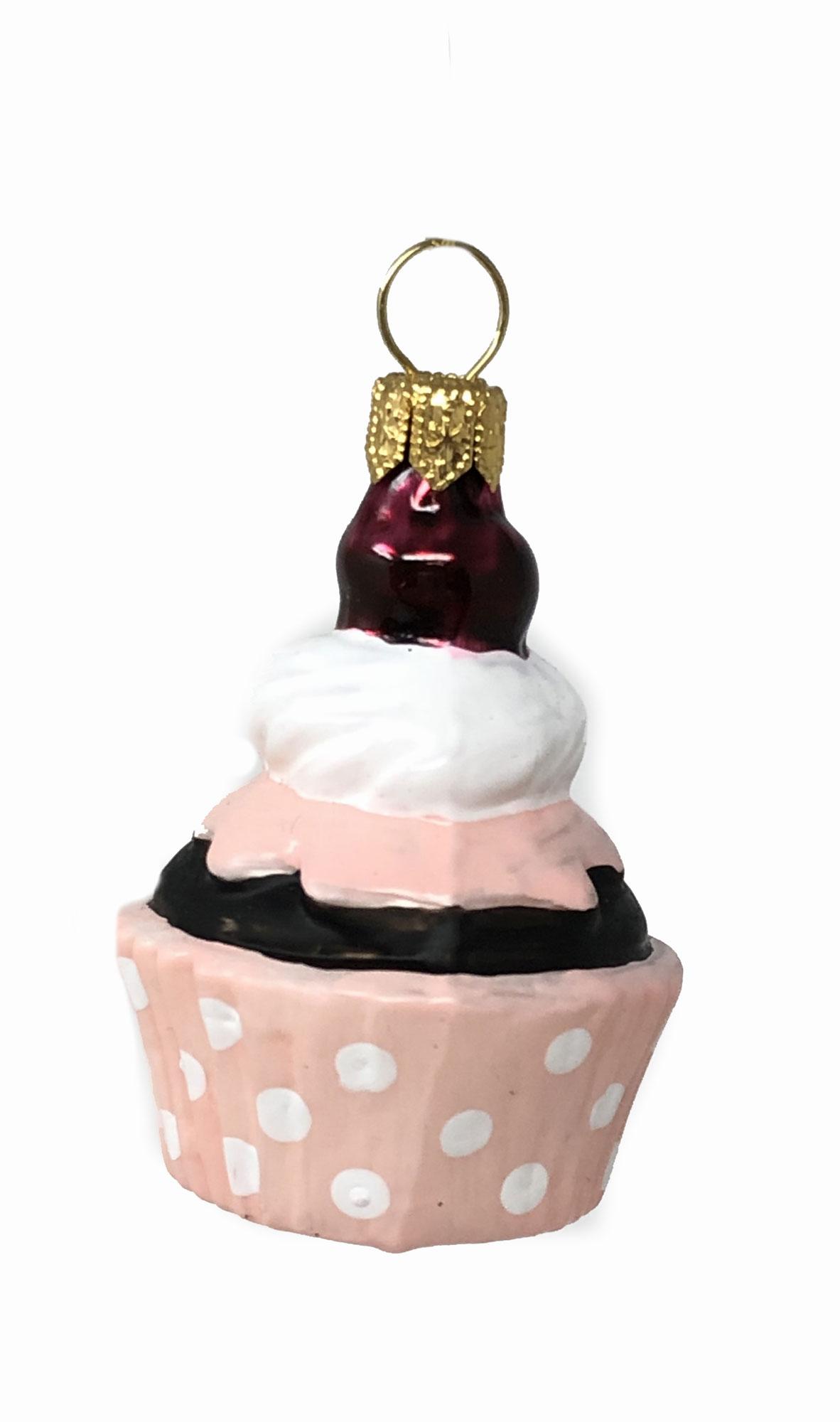 Christbaumkugel Törtchen mit Sahne in rosa, ca. 5,5 x 3,5 cm