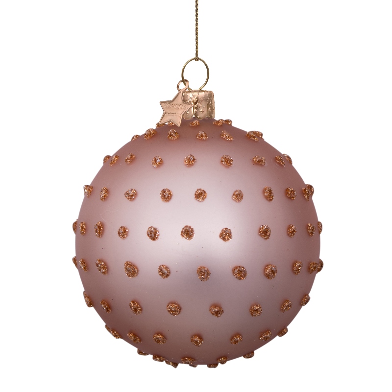  Weihnachtskugel kupfer matt mit Dots Glitzer,  D. ca. 8cm  , Terra Flora von Vondels