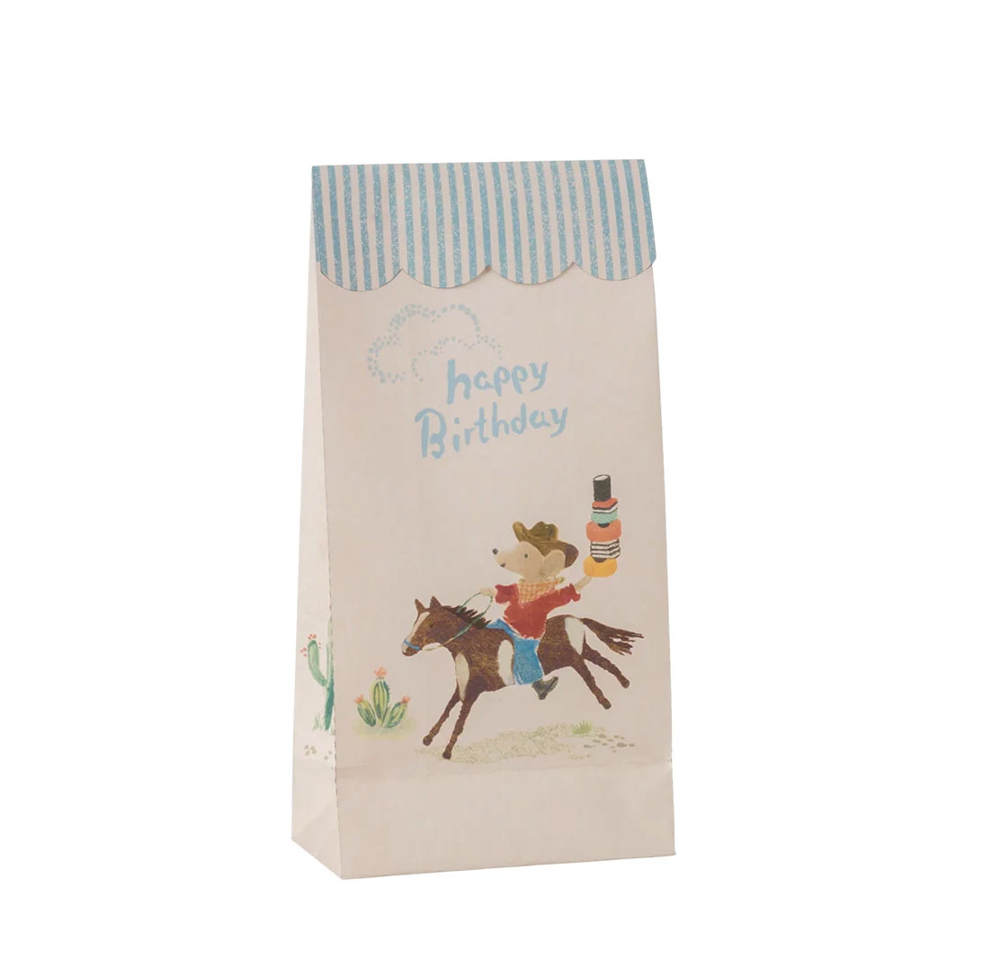 Maileg Goodie Bag – Happy Birthday - Cowboy, 12 Stück, ca. 23,5 x 10 cm