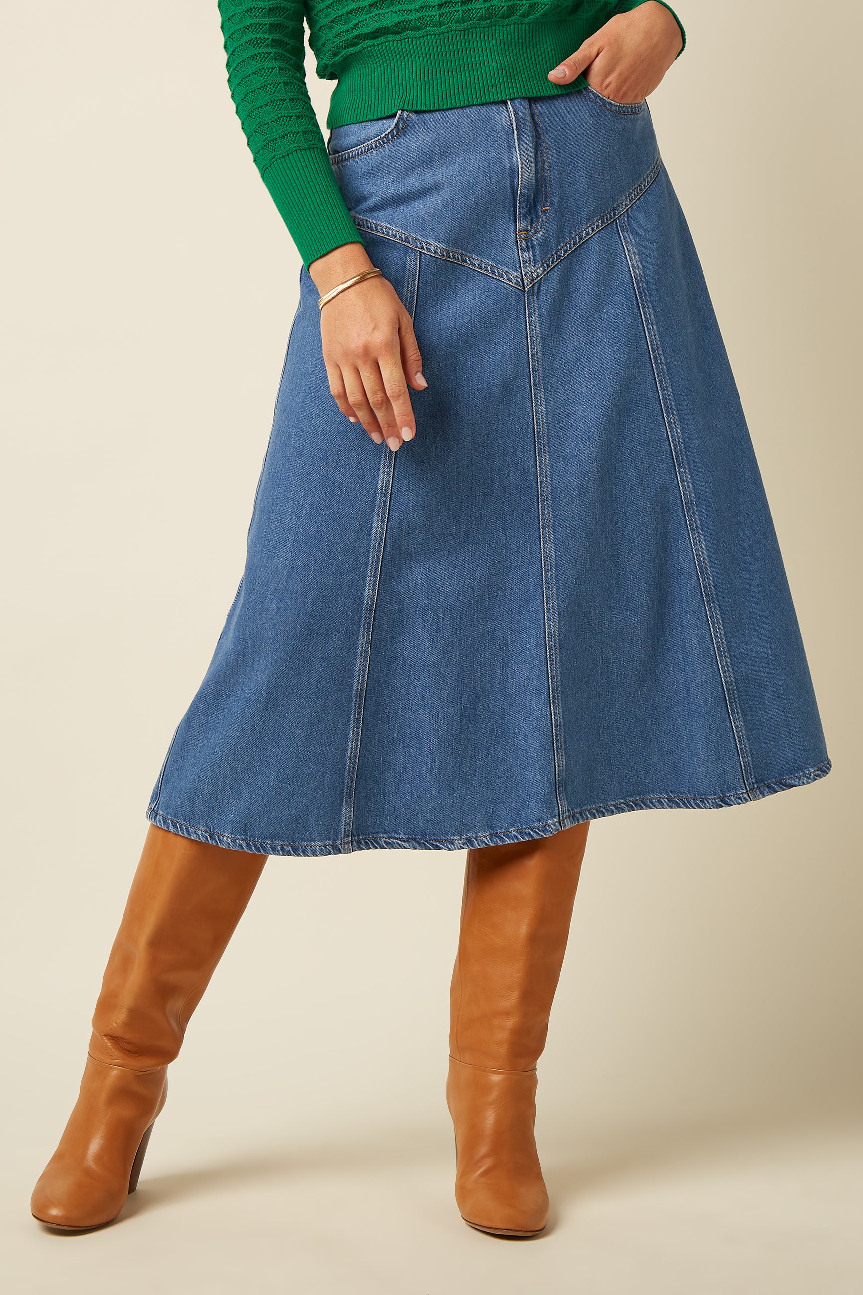 king Louie Dolly Skirt Stone Denim, Größe 40