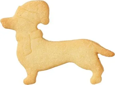 Ausstecherle Weihnachtsdackel, 7 cm, Edelstahl von Birkmann, mit Innenprägung, Prägeausstecher, Ausstechform 