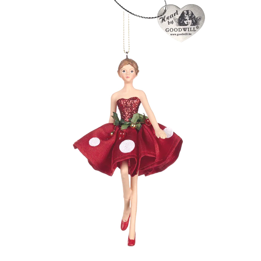 Weihnachtsschmuck BALLERINA Fliegenpilz  Nr. 2, rot, ca. 14,5 cm von Goodwill/ Catherines Collection    