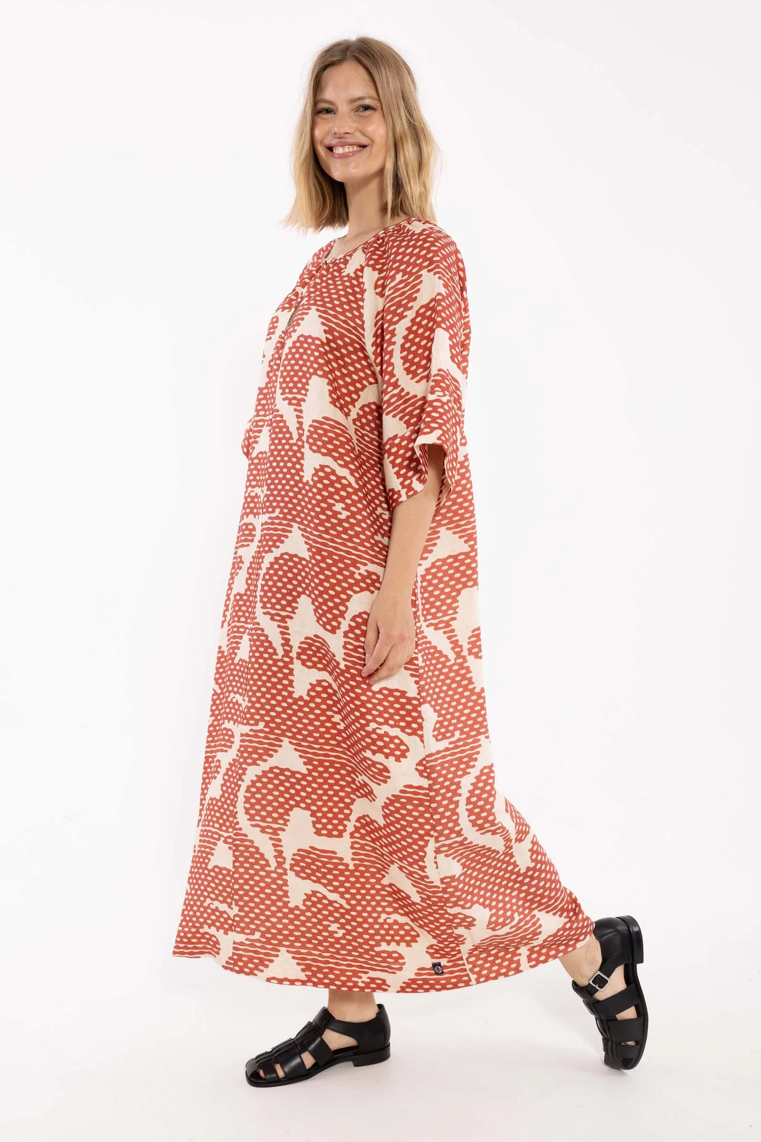 % Danefae Danehostess Modal Linnen Dress Aragon/Nougat HALFTONE, Kleid, Halbleinen