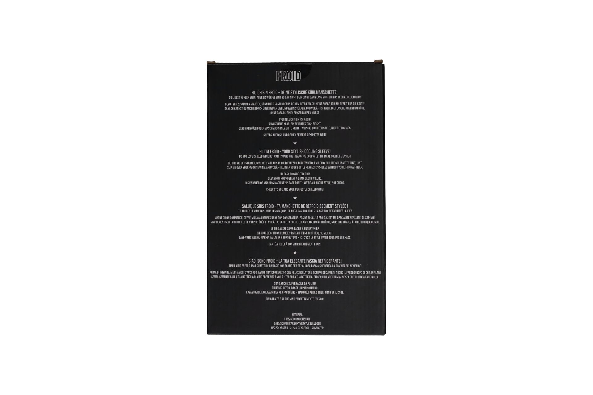 Froid, Kühlmanschette, Motiv: Vivre d´Amor , rot-blau