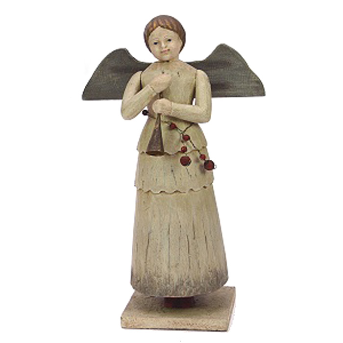 Engel Nr. 10 mit Flöte, Vintage Look, ca. 18 x 12 x 29 cm, Holzoptik Weihnachten , Weihnachtsengel von Meander 