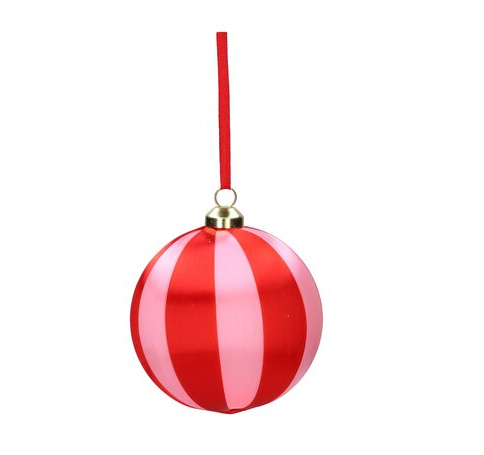 Weihnachtskugel Chinois Streifen Rosa-Rot , D. ca. 8 cm , CHINOIS, WEIHNACHTSKUGEL, 8CM, STREIFEN, ROSA/ROT