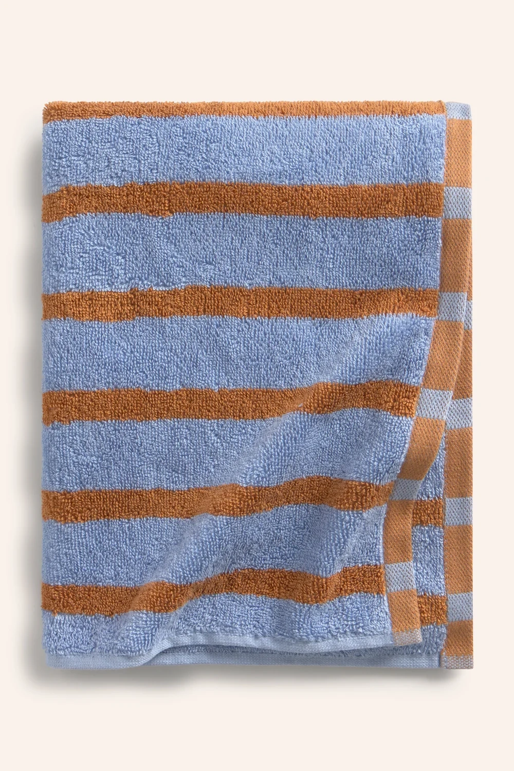 Badehandtuch mit blau mit braunen Streifen Saturno, ca. 50 x 90 cm, Handtuch  