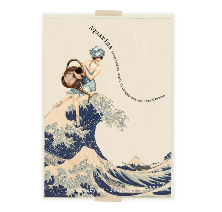 Lylies Postkarte Collage Sternbild Wassermann von Lylies