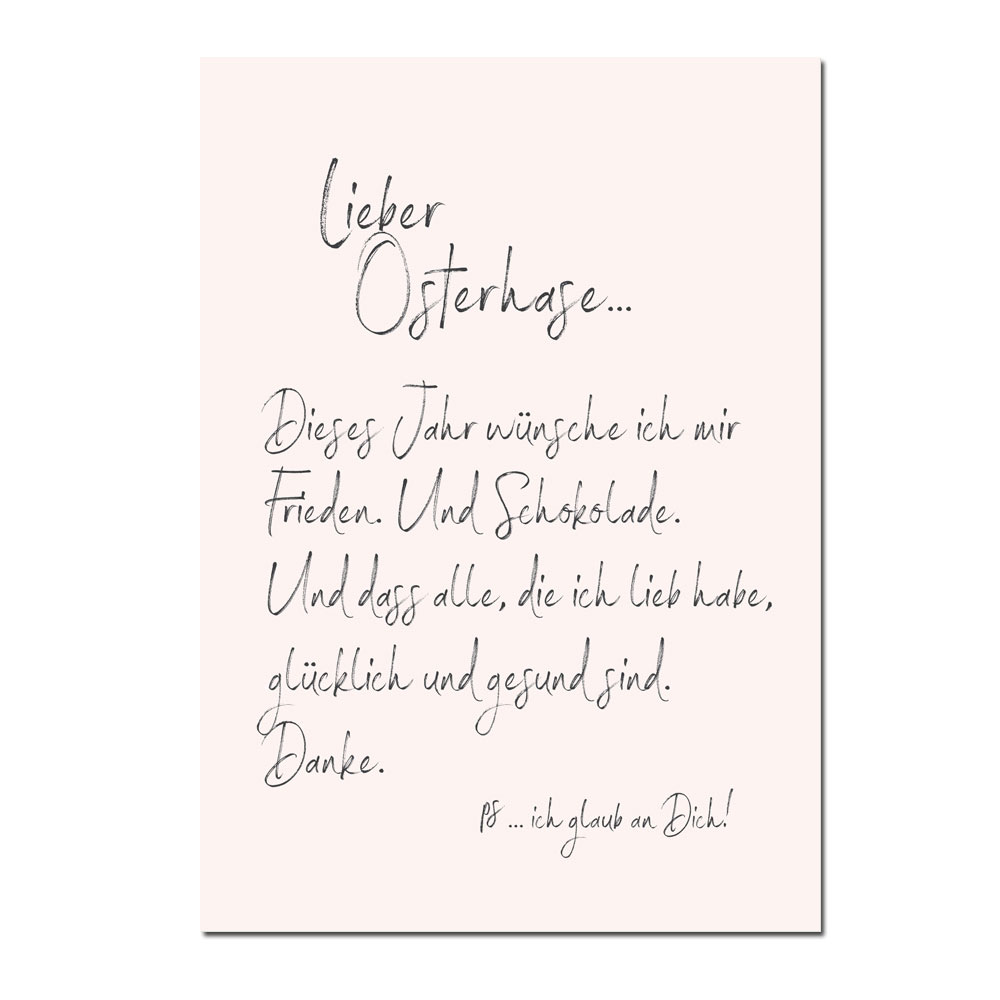 Wunderwort Postkarte OSTERN "Lieber Osterhase…"