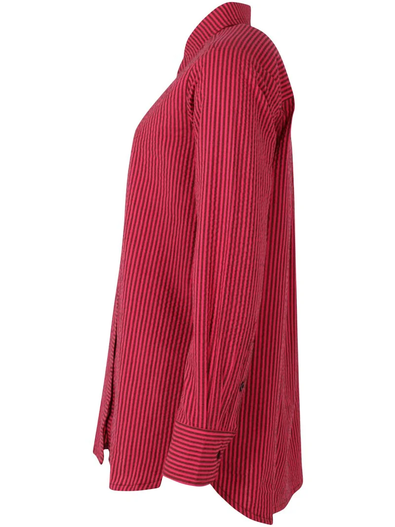 % Danefae Daneclassic Searsucker Hemd , Farbe: Dunkles Bordeaux/Power Pink