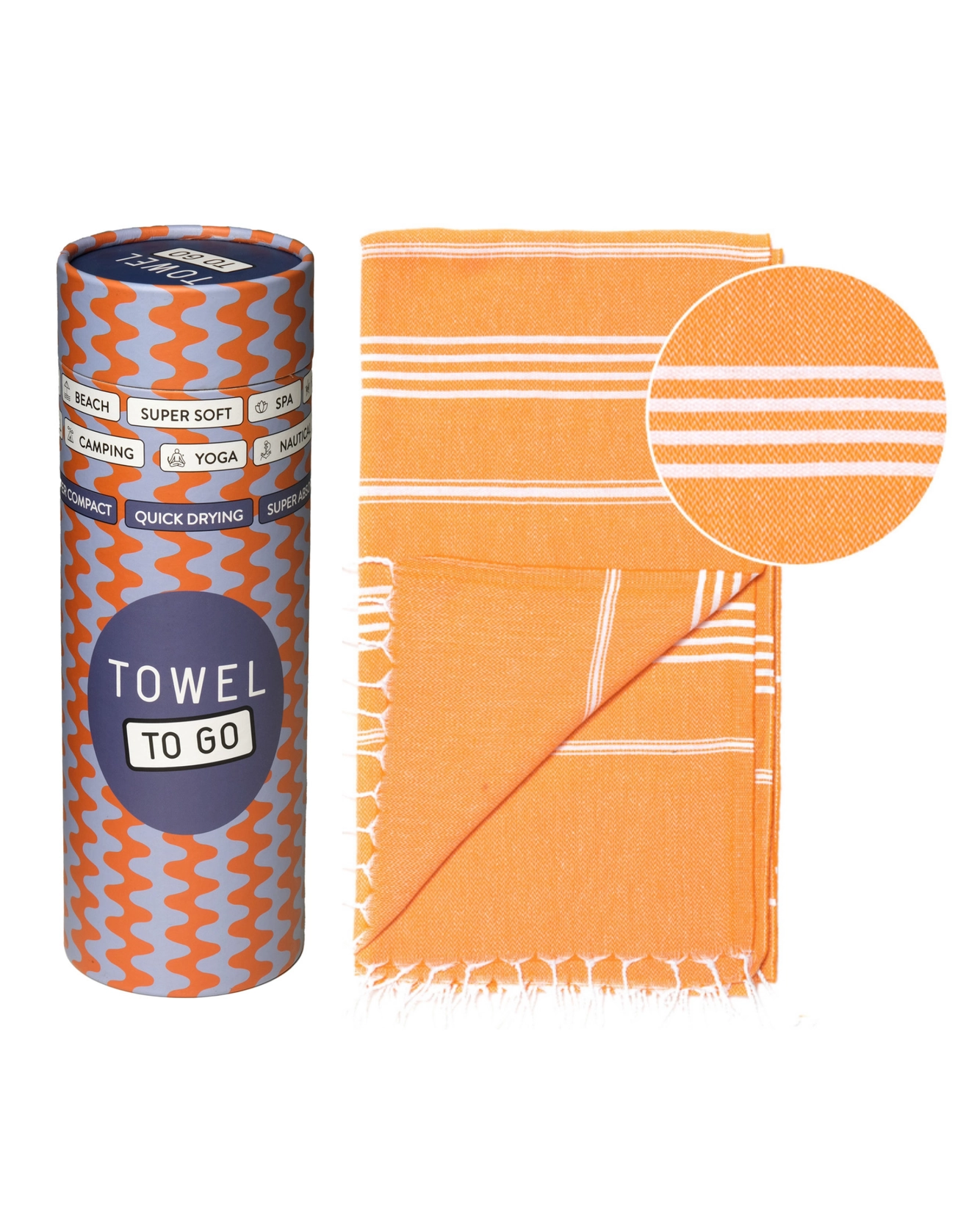 % Strandtuch IPANEMA, Hamamtuch in Geschenkbox, Orange, recycelte Baumwolle, ca.  180 x 100 cm von TOWEL TO GO