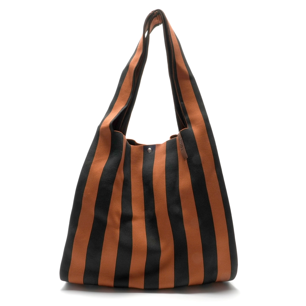 LOT83 Shopper Lois 24, Streifen Cognac Schwarz, ca.  45 x 35 cm 