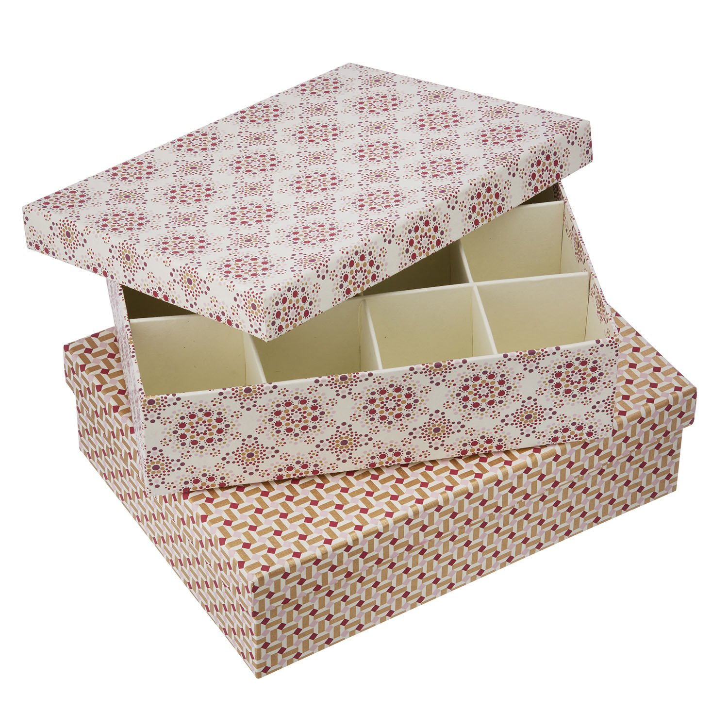 Bungalow Papierbox " Treasure" groß, mit Unterteilung, Toll für Weihnachtskugeln, ca. 26,5 x 35 x 11 cm