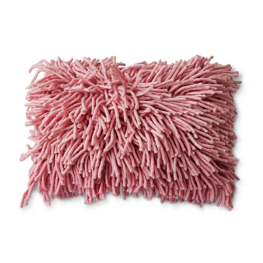HKliving Wollkissen Rosa, ca. 70x45cm, Rugged woolen cushion pink