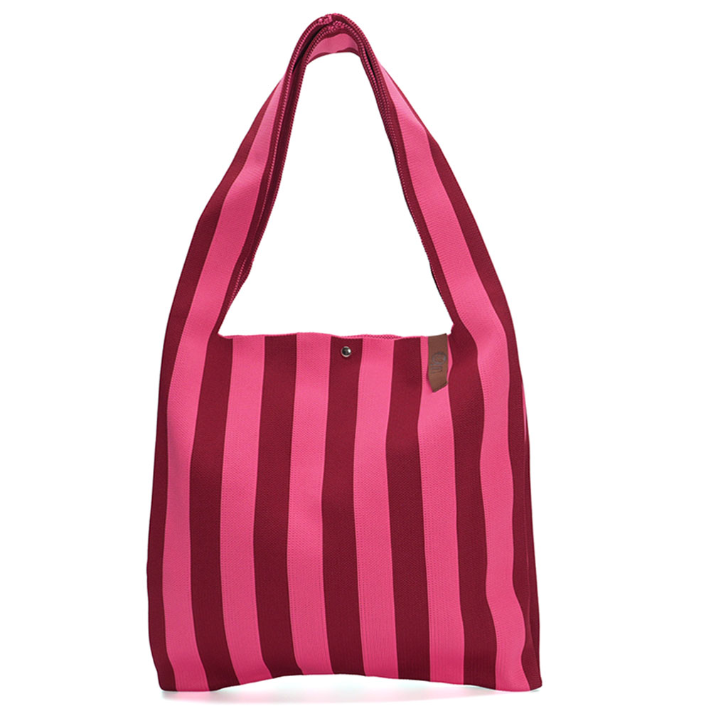 LOT83 Shopper Lois 127, Streifen Dunkelrot-Rosa, ca.  45 x 35 cm
