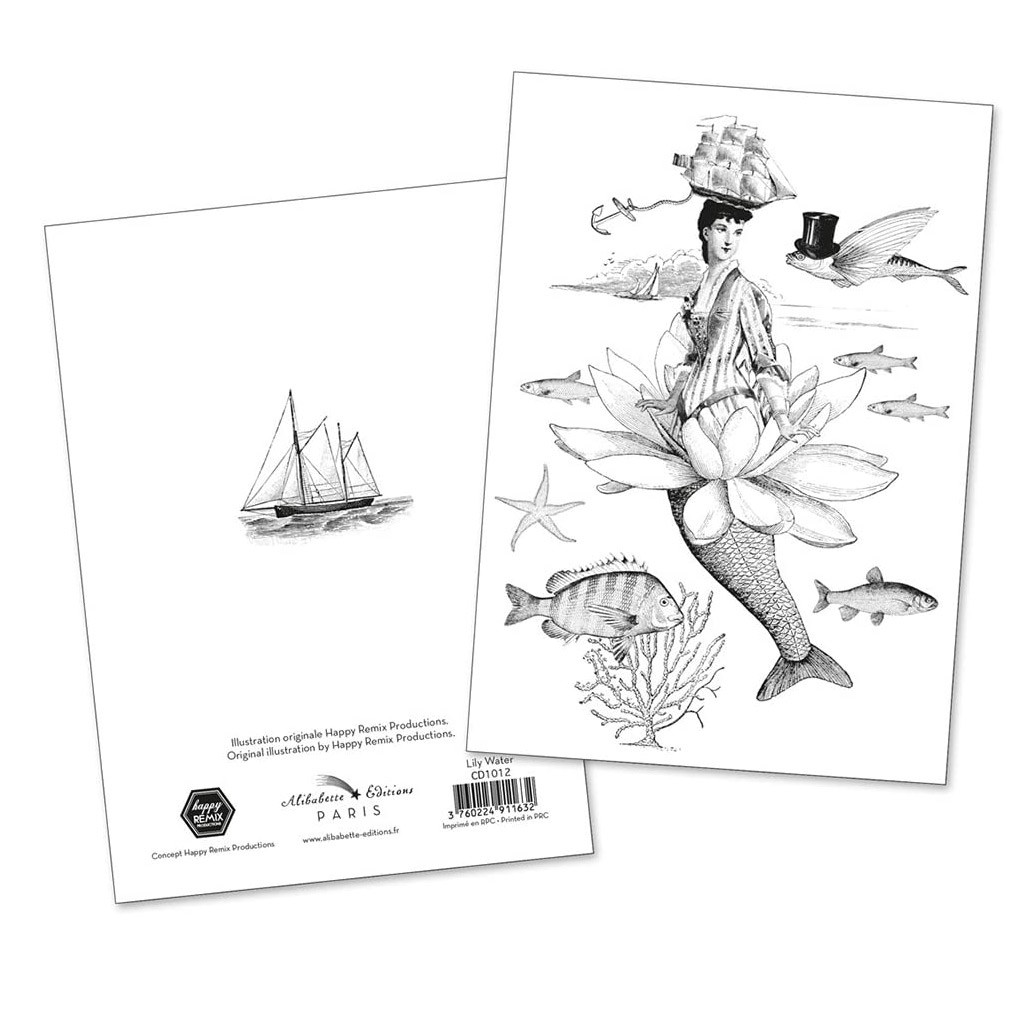 Alibabette Editions Doppelkarte "Meerjungfrau"Fische