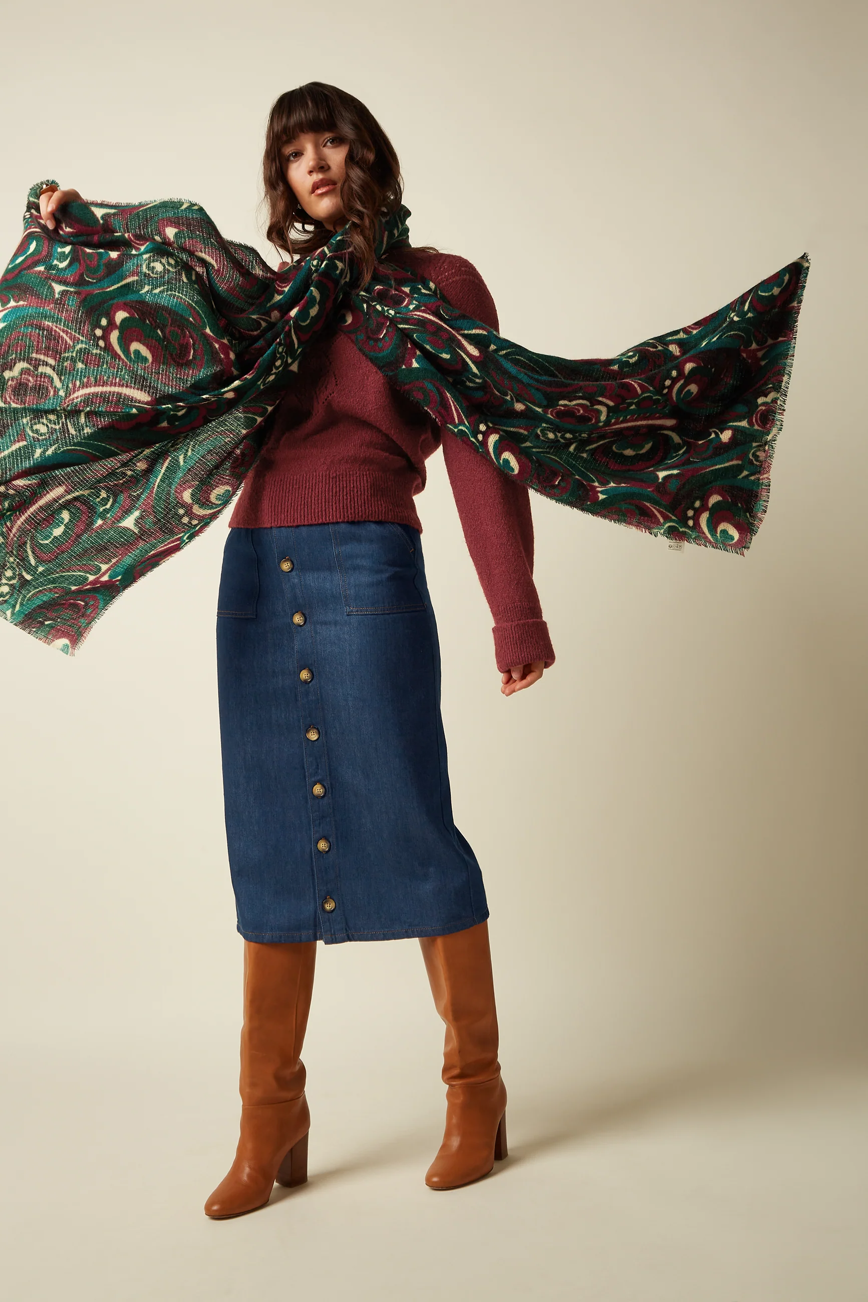 King Louie Schal Maude Scarf, Farbe Botanical Green - Scarfs