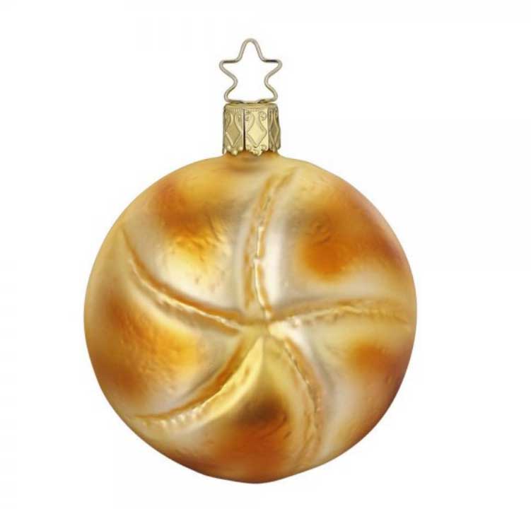 Inge Glas Frühstücksbrötchen Christbaumschmuck Baumschmuck , Weihnachtskugel Brötchen, ca. 8,5 cm