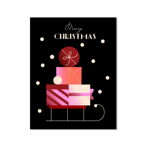 Postkarte -XMAS Snow Sleigh"Merry Christmas" von Darling Celemtine, Schlitten