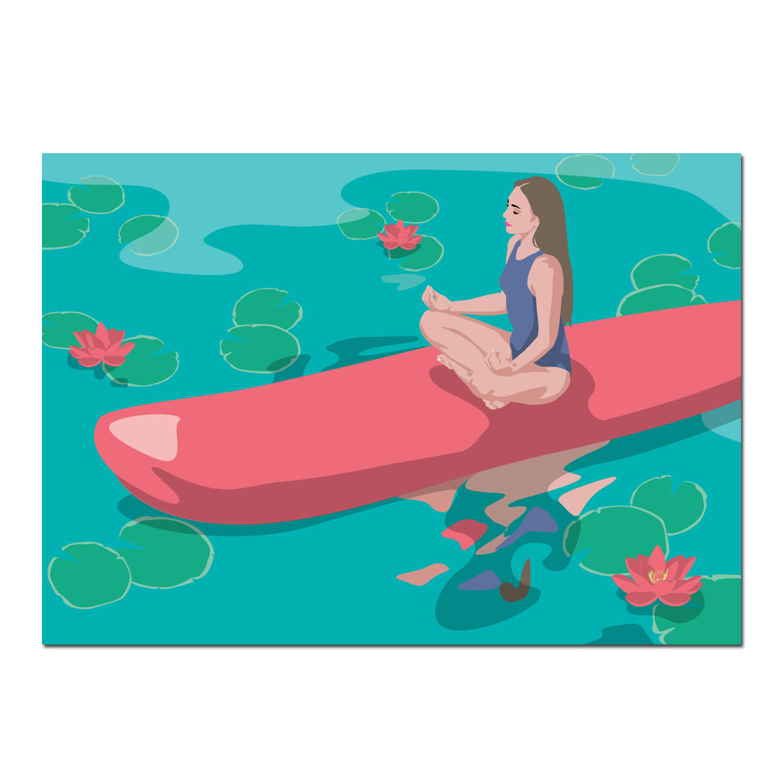 Postkarte Yoga – SUP Lotussitz, neon  von happiness