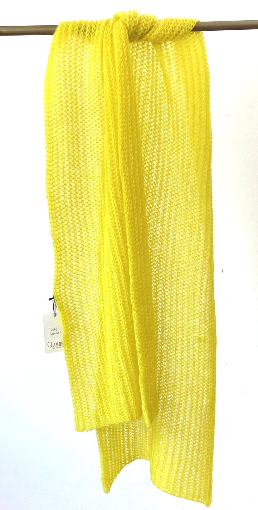 filAMORI Patentschal Uni Neongelb, Mohair/Seide, ca. 40 x 200 cm 