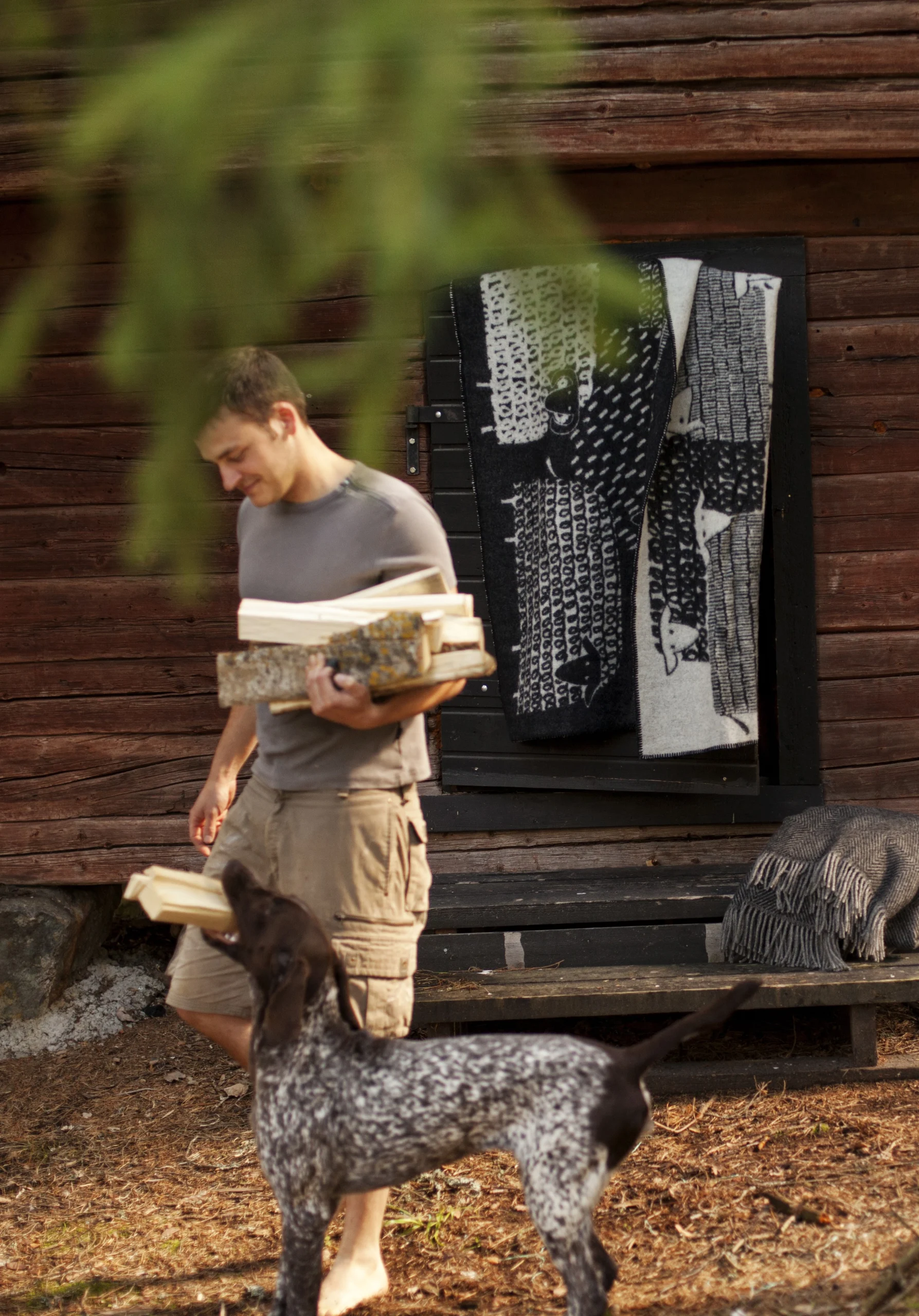 Lapuan Kankurit PÄKÄPÄÄT Wolldecke , /black-white, ca. 130 x 180 cm , Schafe