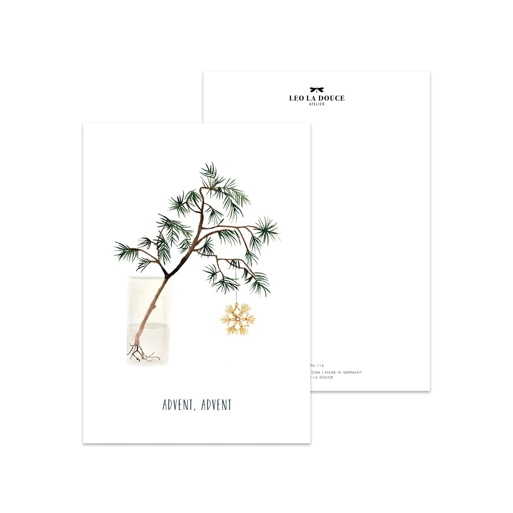 Leo la Douce Postkarte Adventszweig , Weihnachten