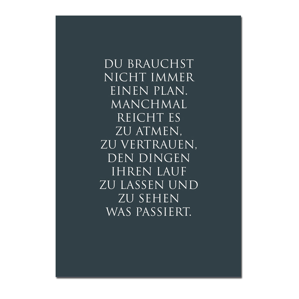 Wunderwort Postkarte "Du brauchst nicht immer einen Plan"