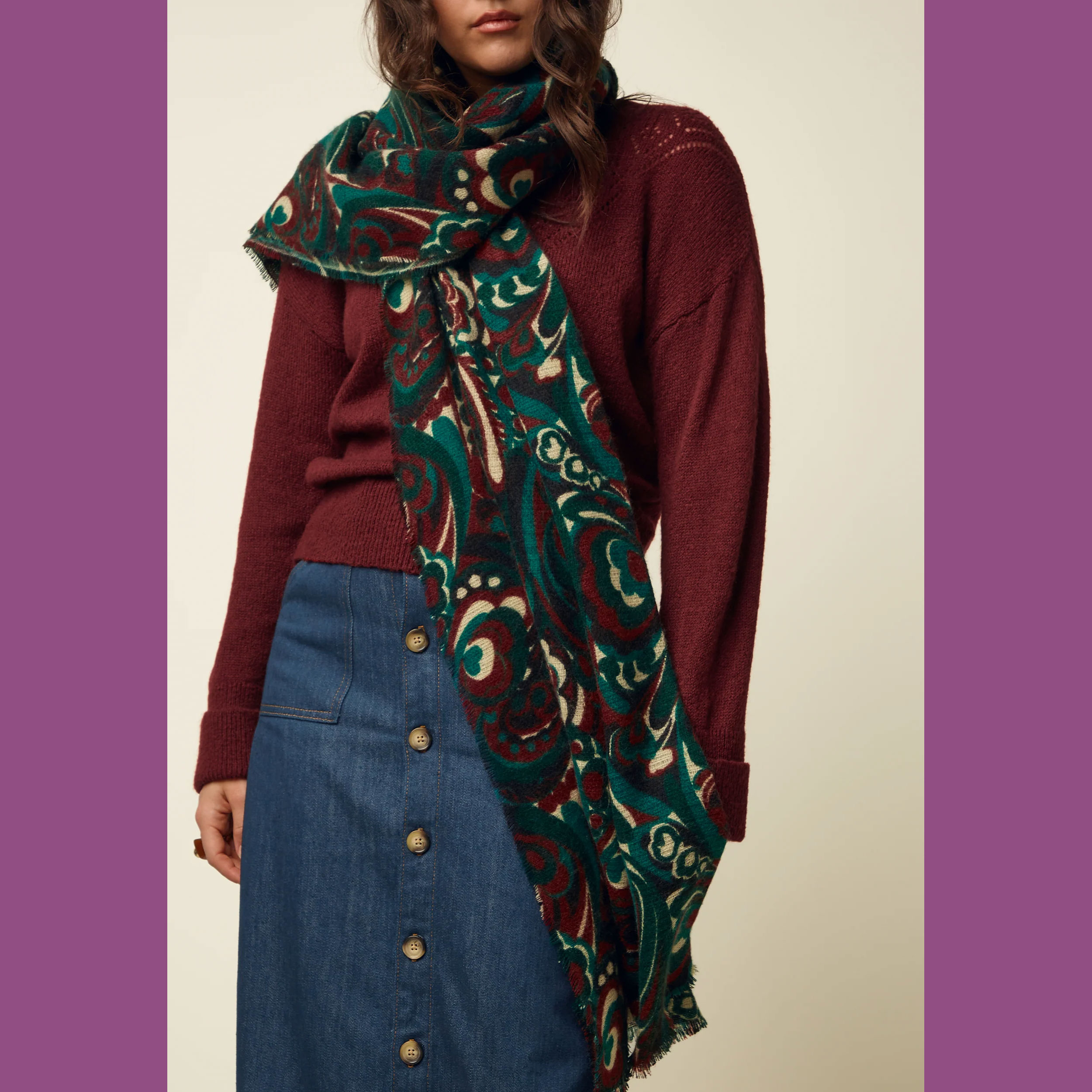 King Louie Schal Maude Scarf, Farbe Botanical Green - Scarfs
