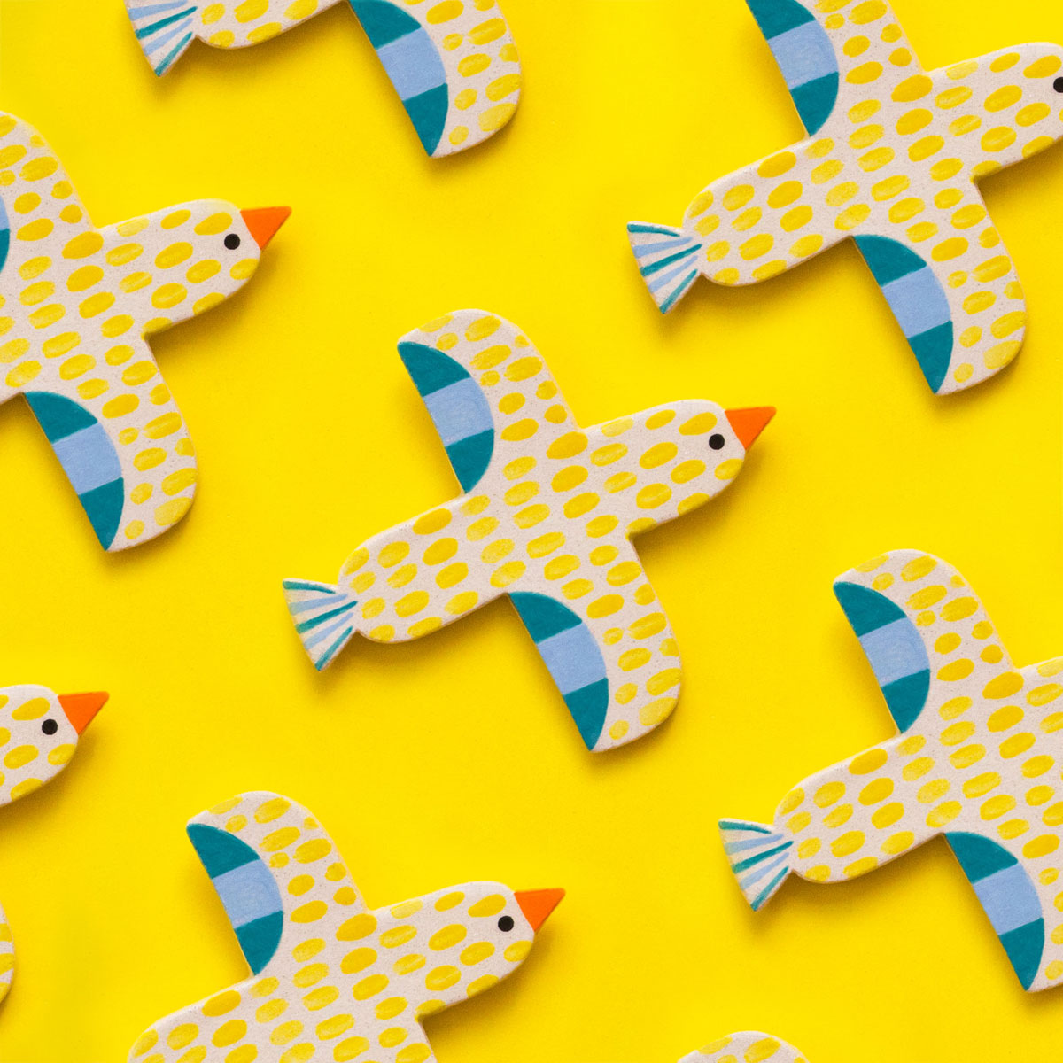 Ana Seixas Wandvogel GELB aus Portugal, Keramik ca. 12 x 12 cm, Handgefertigt 