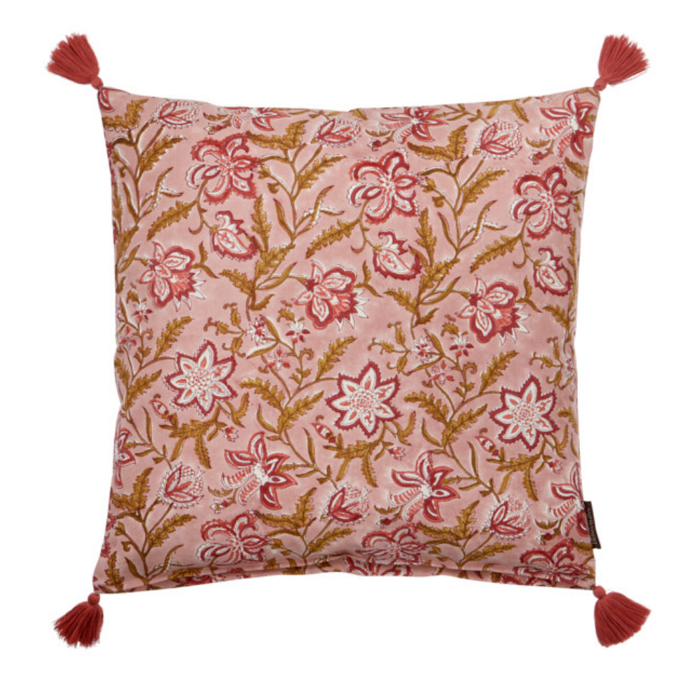 Bungalow Kissenhülle MONSOON ROSE, ca. 50 x 50 cm , Baumwolle, handbedruckt Bungalow Kissenhülle MONSOON ROSE, ca. 50 x 50 cm , Baumwolle, handbedruckt