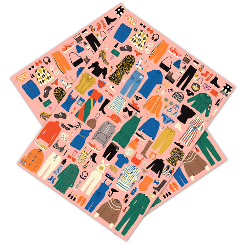 Geschenkpapier - Emma Cooter Draws (Fashionista), ca. 50 x 70 cm, 1 Papierbogen, Kleidung