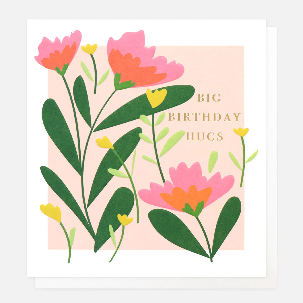 Caroline Gardner Doppelkarte "Hugs Pink Floral Birthday" Geburtstagskarte 