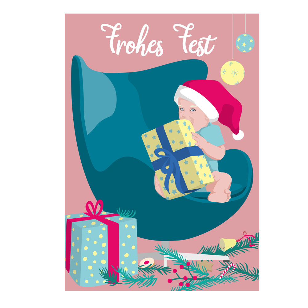% Postkarte Weihnachten Frohes Fest Baby , lucky cards