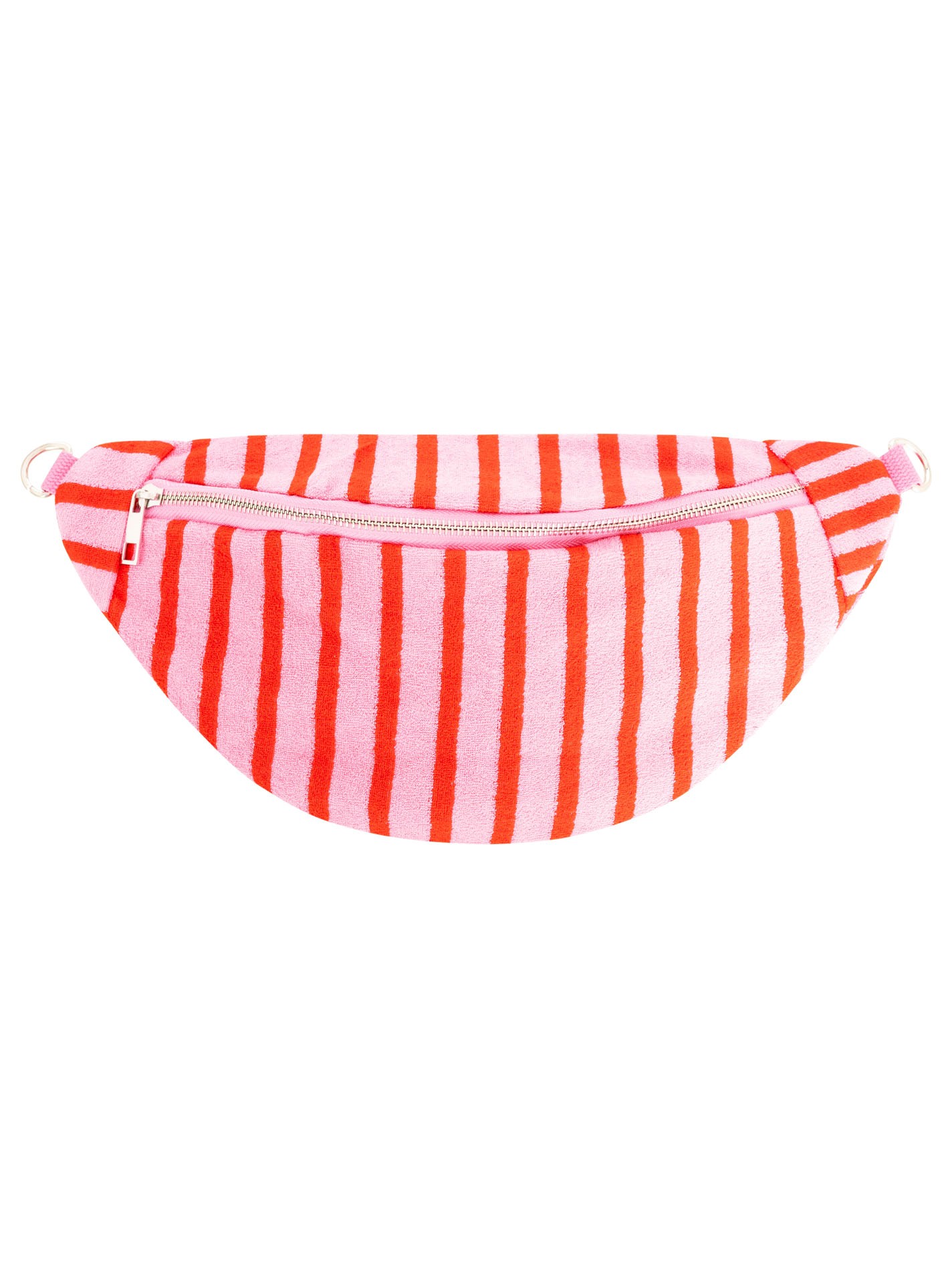 Frottee Crossbody Bag "Streifen" Rot-Pink