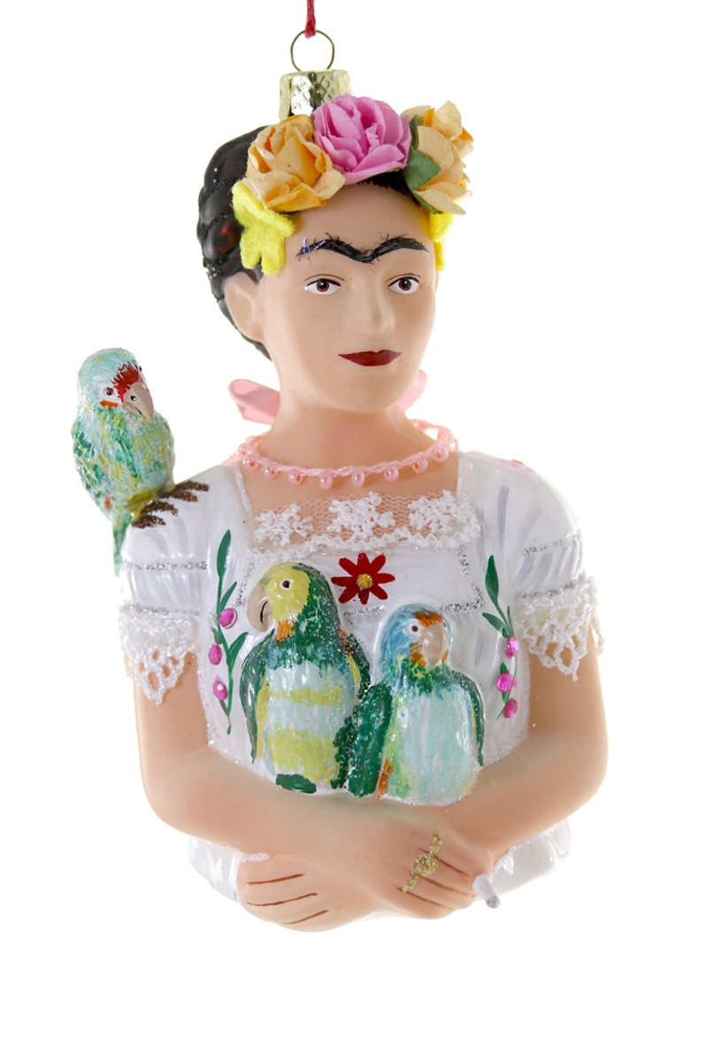 Frida mit Papageien Weihnachtsschmuck, Weihnachtskugel, Glas, ca. 11,5 cm