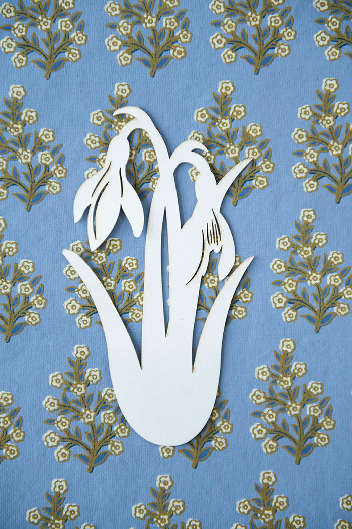 Bungalow 2er-Set Papier Ornament Schneeglöckchen H11/13cm Off White, Papier