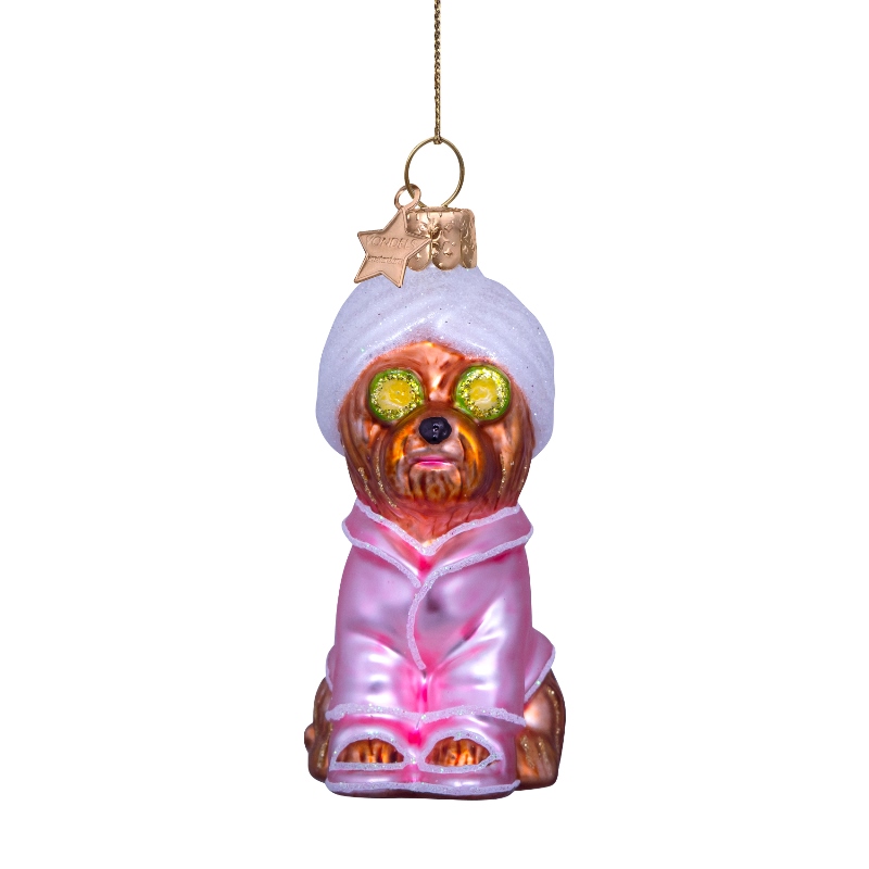 Weihnachtskugel Wellness Hund "selfcare dog", Glas,  H. ca. 9,5 cm von Vondels 