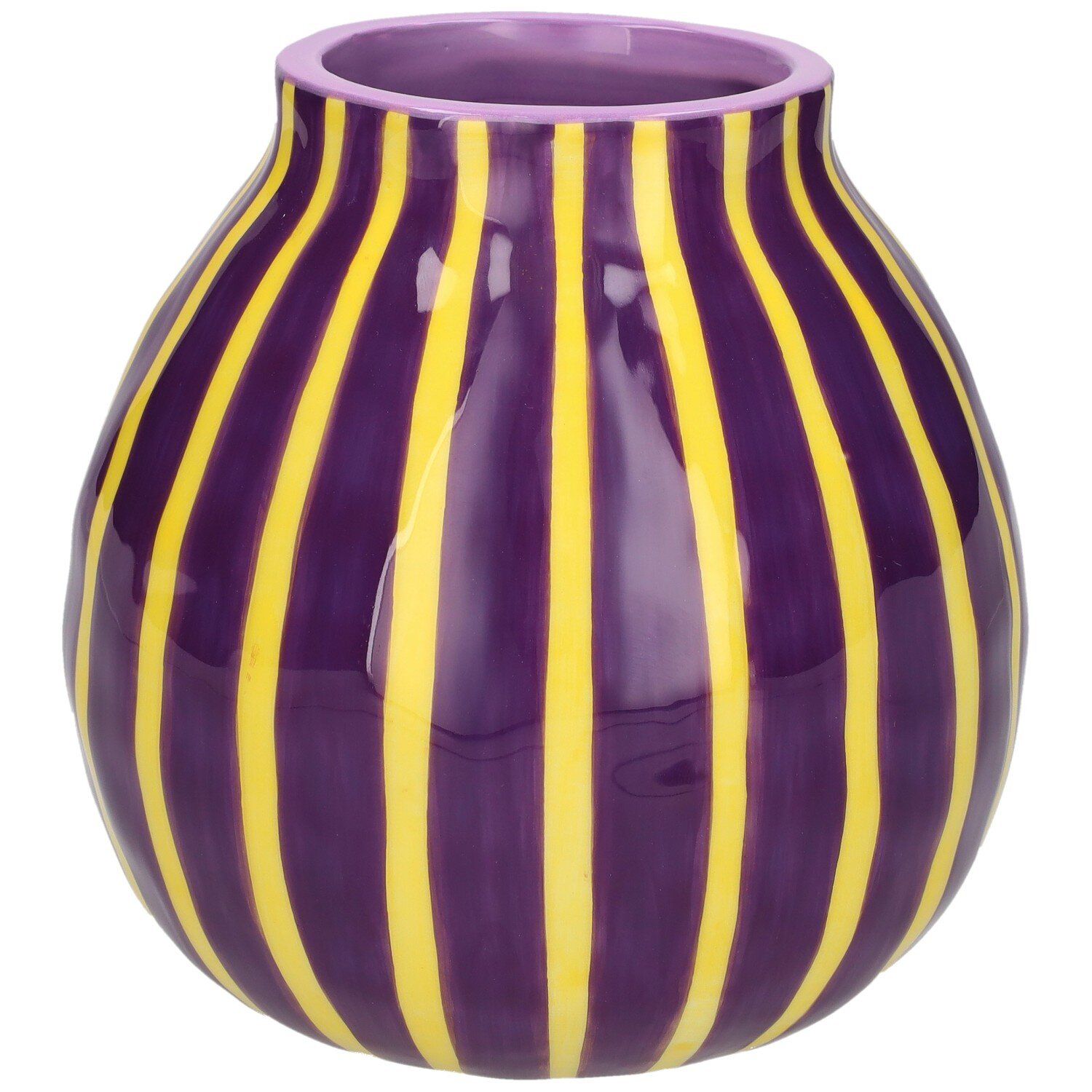 Artisan, Vase Streifen lila/gelb, Höhe ca. 13,6 cm, Streifen 