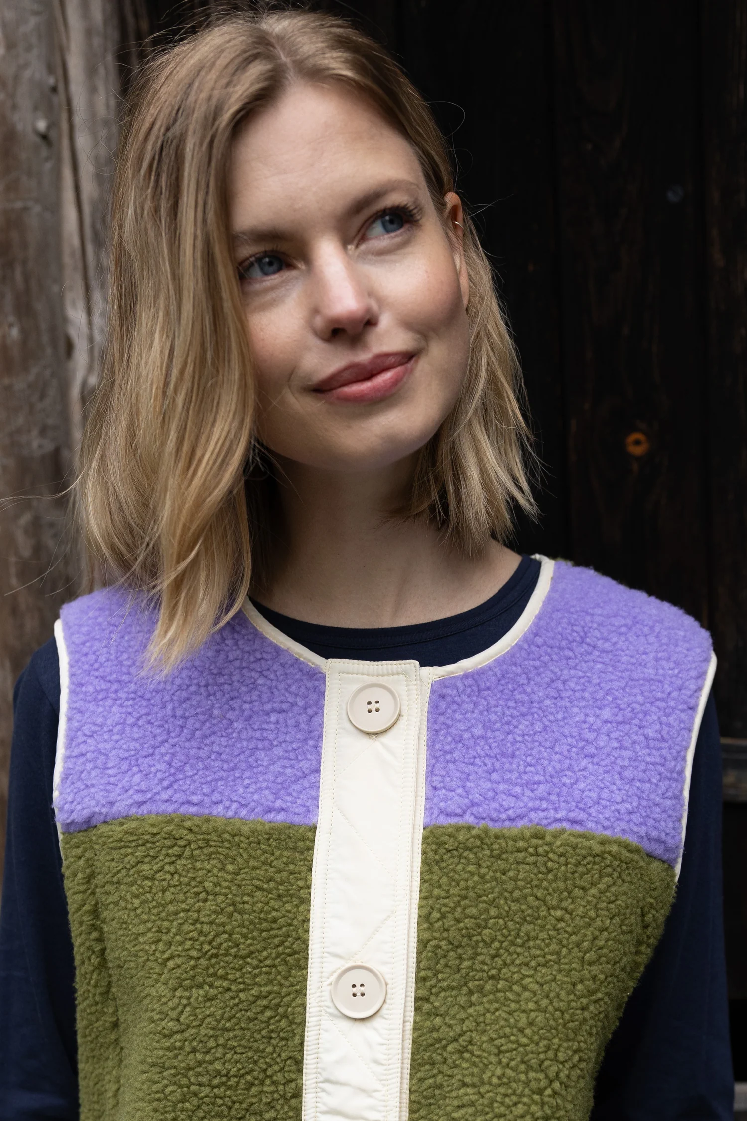 Danefae Daneteckel Fleece Vest Light Lilac/Olive/Dark Wine
