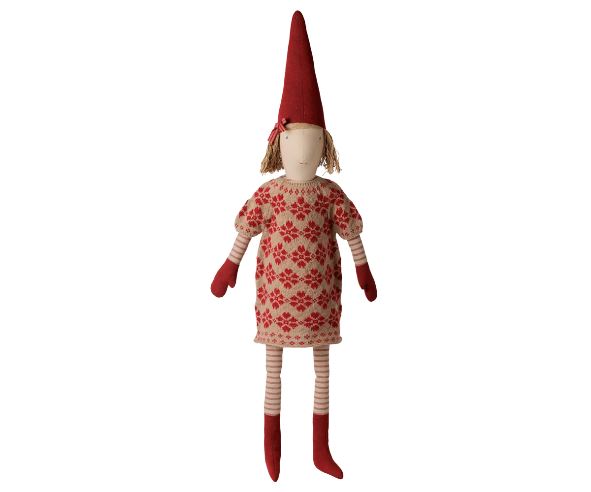 Maileg Pixy, Größe 5 - Mädchen - Gestricktes Blumenkleid, ca. 84 cm