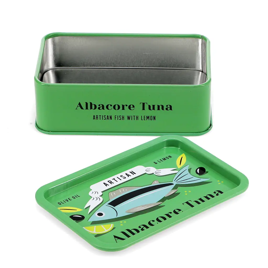 Mini-Aufbewahrungsdose mit Deckel – Thunfisch, Fischdose grün