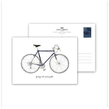 Leo la Douce Postkarte – KEEP IT SIMPLE , Fahrrad, Rennrad, Männer