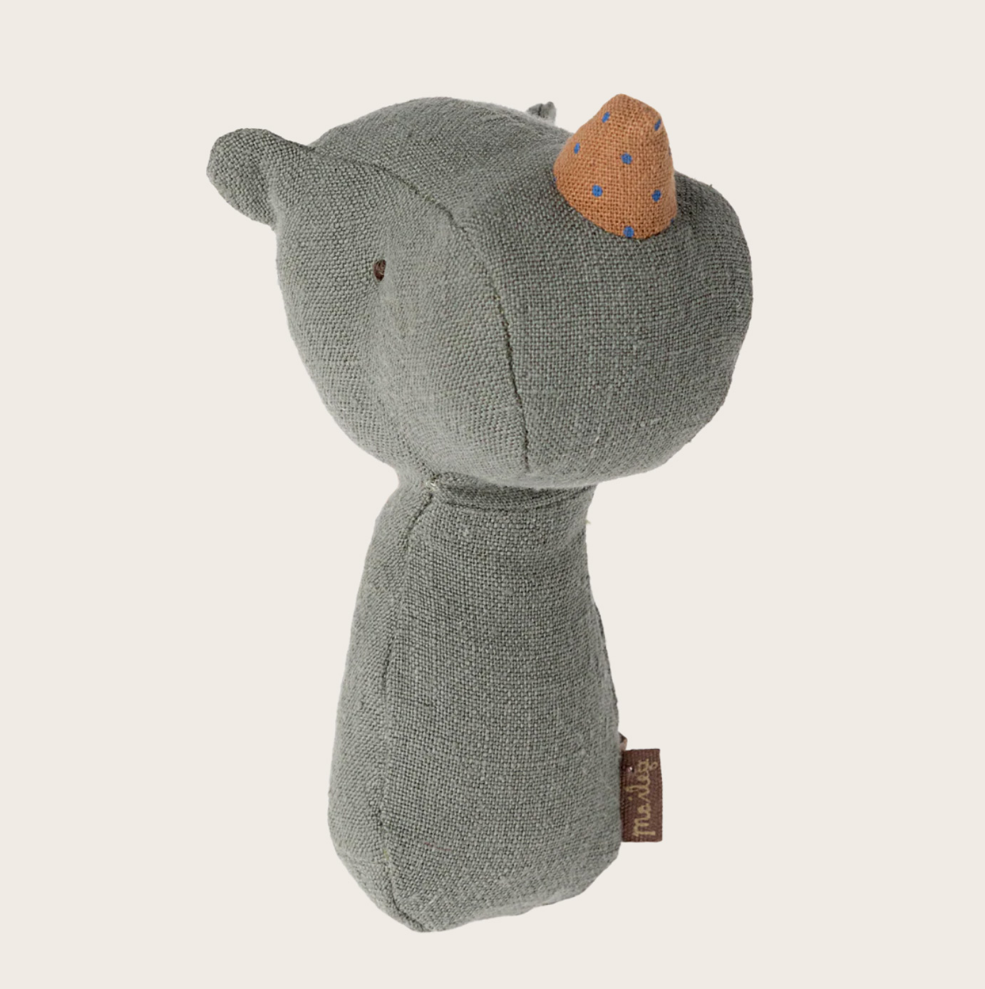Maileg  Kuscheltier-Rassel Nashorn Rassel  Graublau, ca. 14,5 cm, Lullaby friends 
