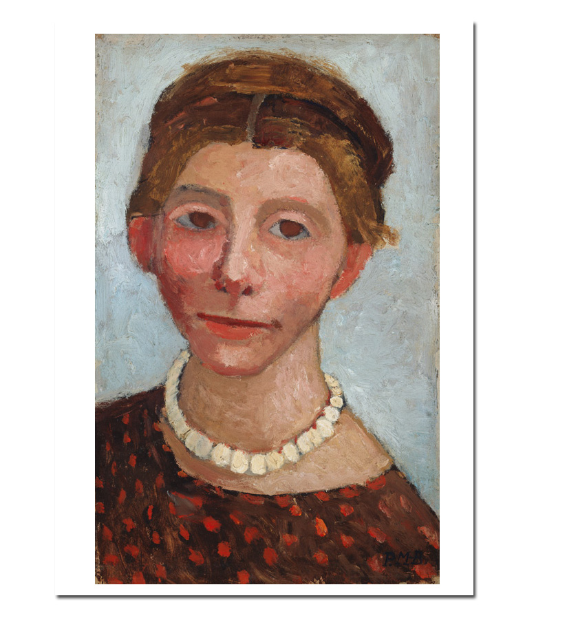 Postkarte Paula Modersohn-Becker "Selbstbildnis mit weißer Perlenkette, 1906"  Kunst