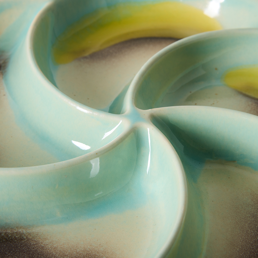 HKliving 70's snack tray GLINT, Siebziger Jahre Geschirr, Keramik