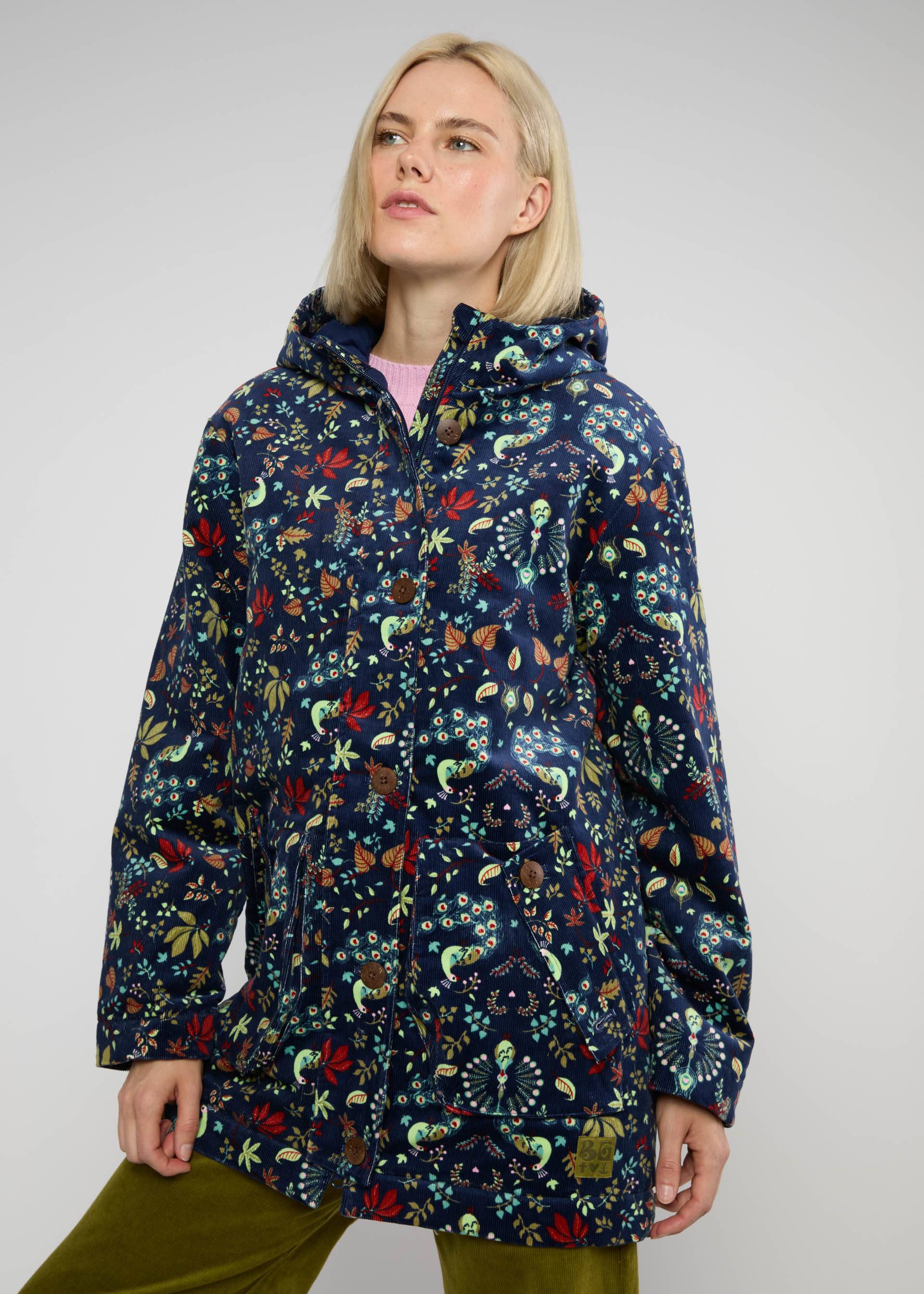 % Blutsgeschwister Übergangsjacke Woodland Walker, Feincord, Muster: maze of peacocks
