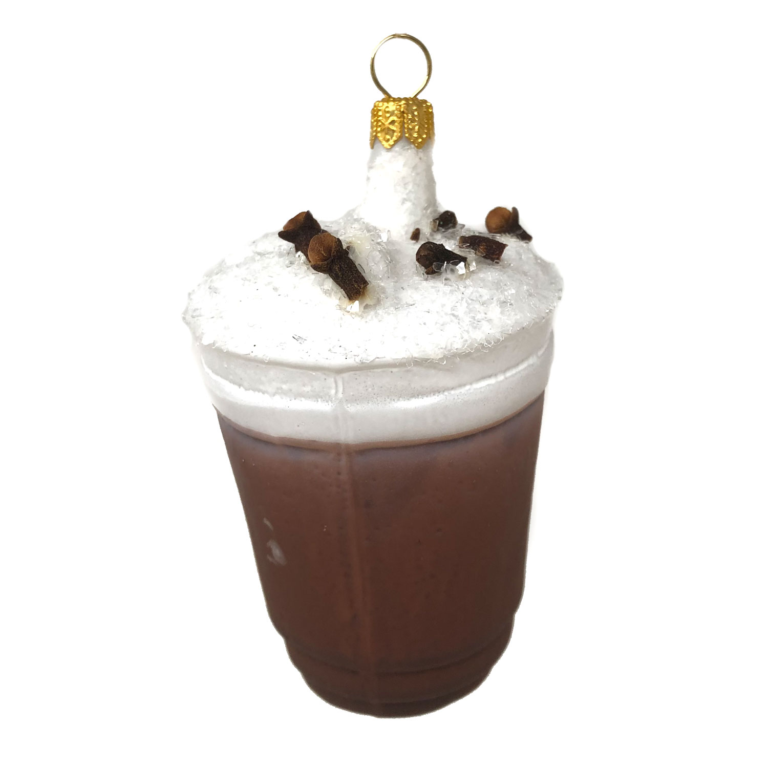 Christbaumkugel Eiskaffee / Heiße Schokolade / Latte Macchiato, Glas, ca. 8,5 x 5 cm