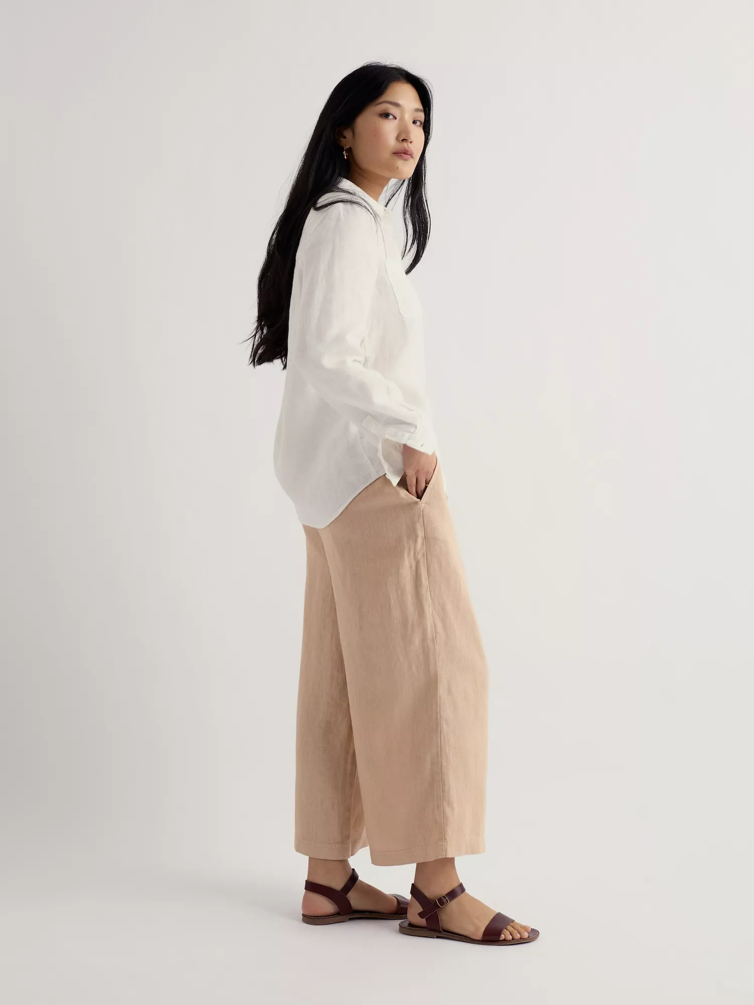 % SEASALT CORNWALL Merrivale Leinenhose Culottes, Farbe: Whelk