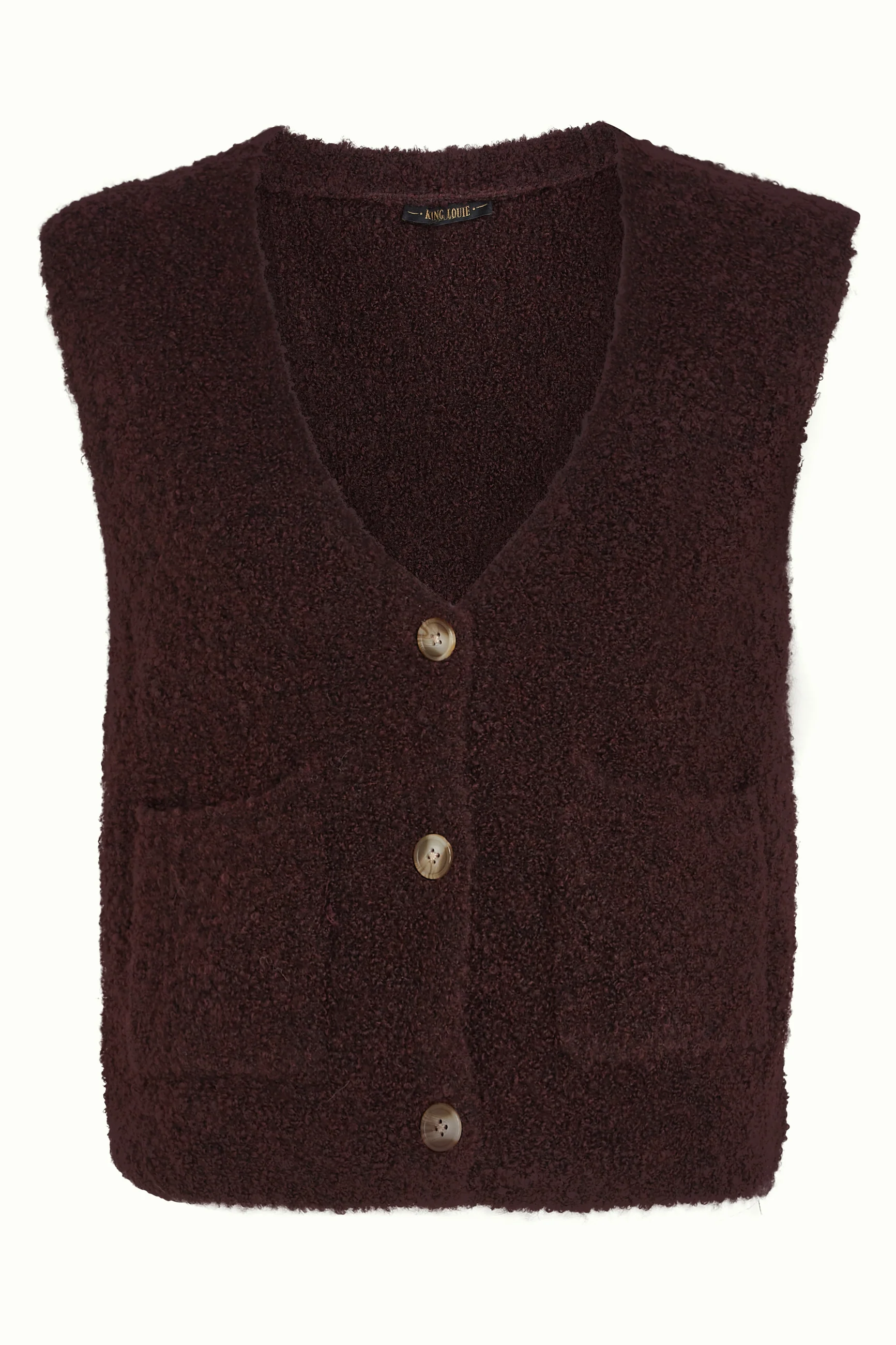King Louie Vania Vest Boucle Knit, Weste, Farbe Grape Red - Boucle Knit